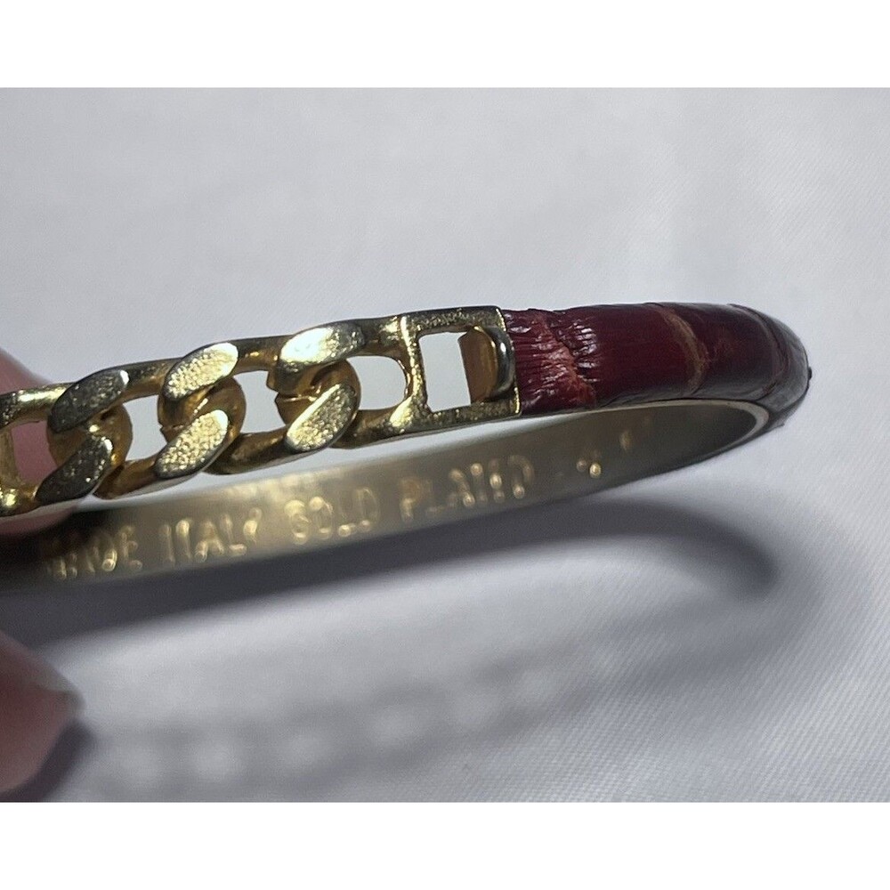 24K Gold Plated Snakeskin ITALY Bracelet 7.75 inches fits small wrist GUC FLAW